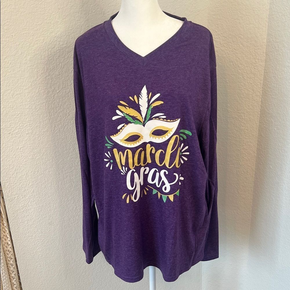 Women's Purple Mardi Gras Long Sleeve Shirt - Size 2XL